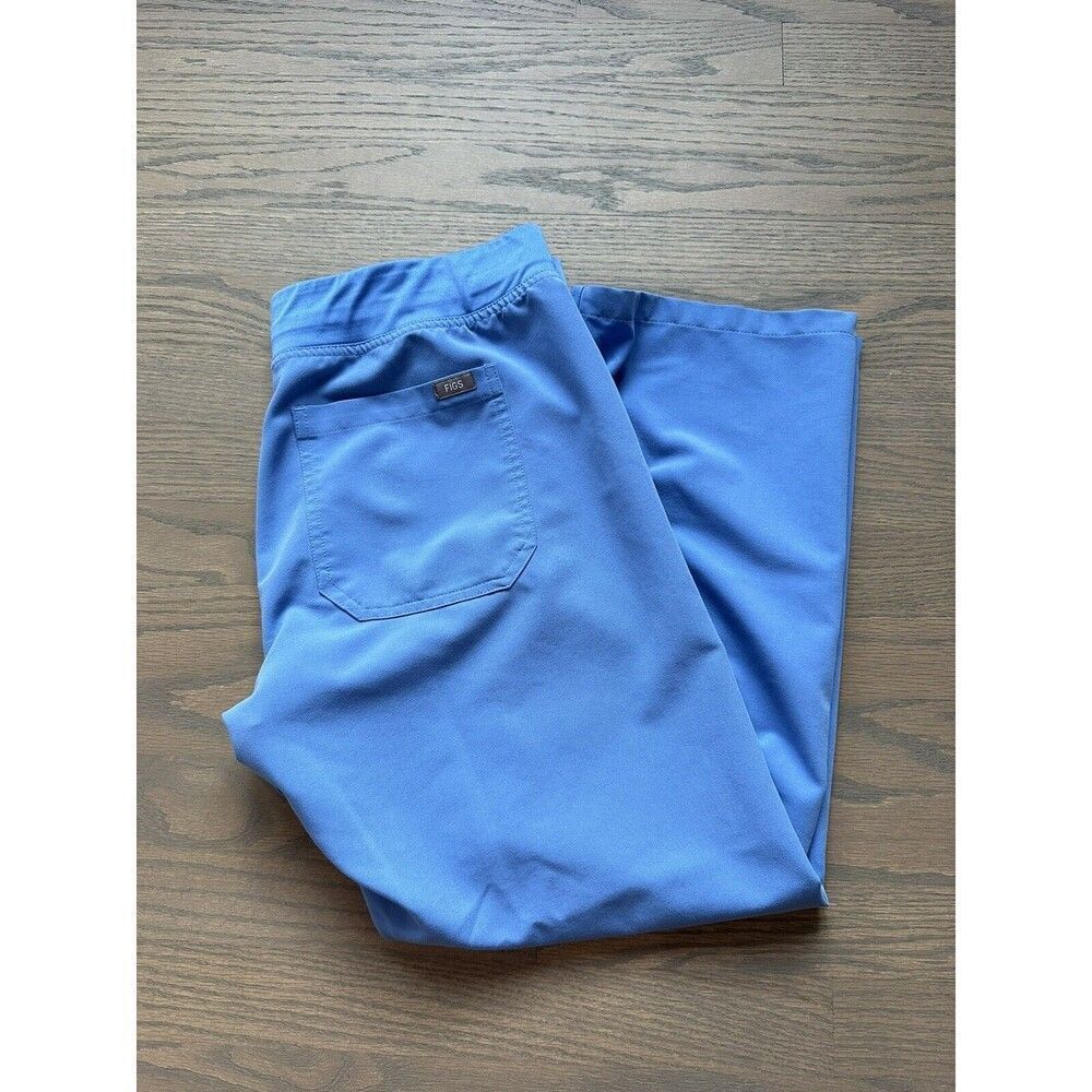 Figs Scrub Bottoms Blue Drawstring Size Medium Inseam 26 STAIN